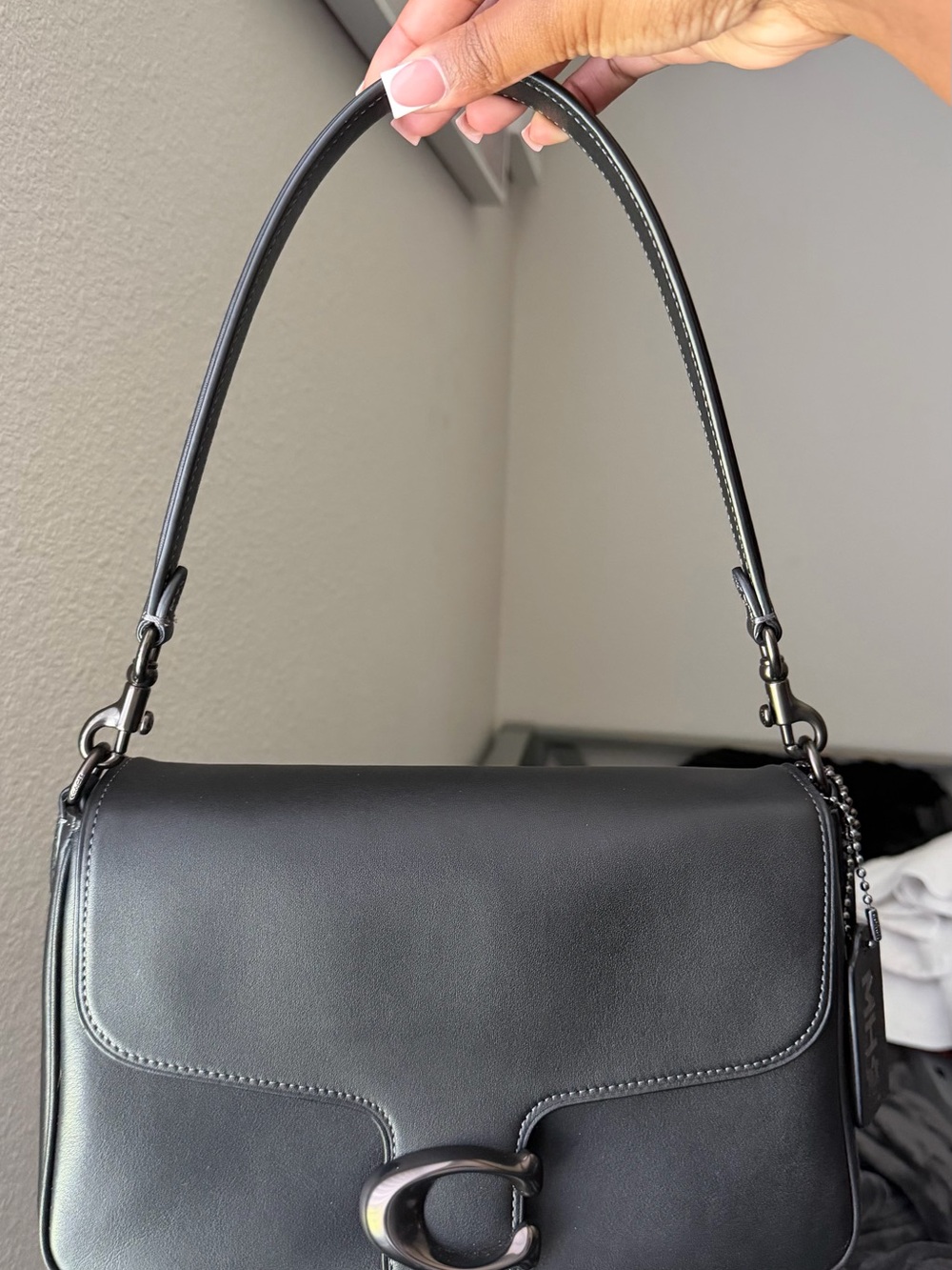 Coach soft tabby shoulder bag in pewter/black